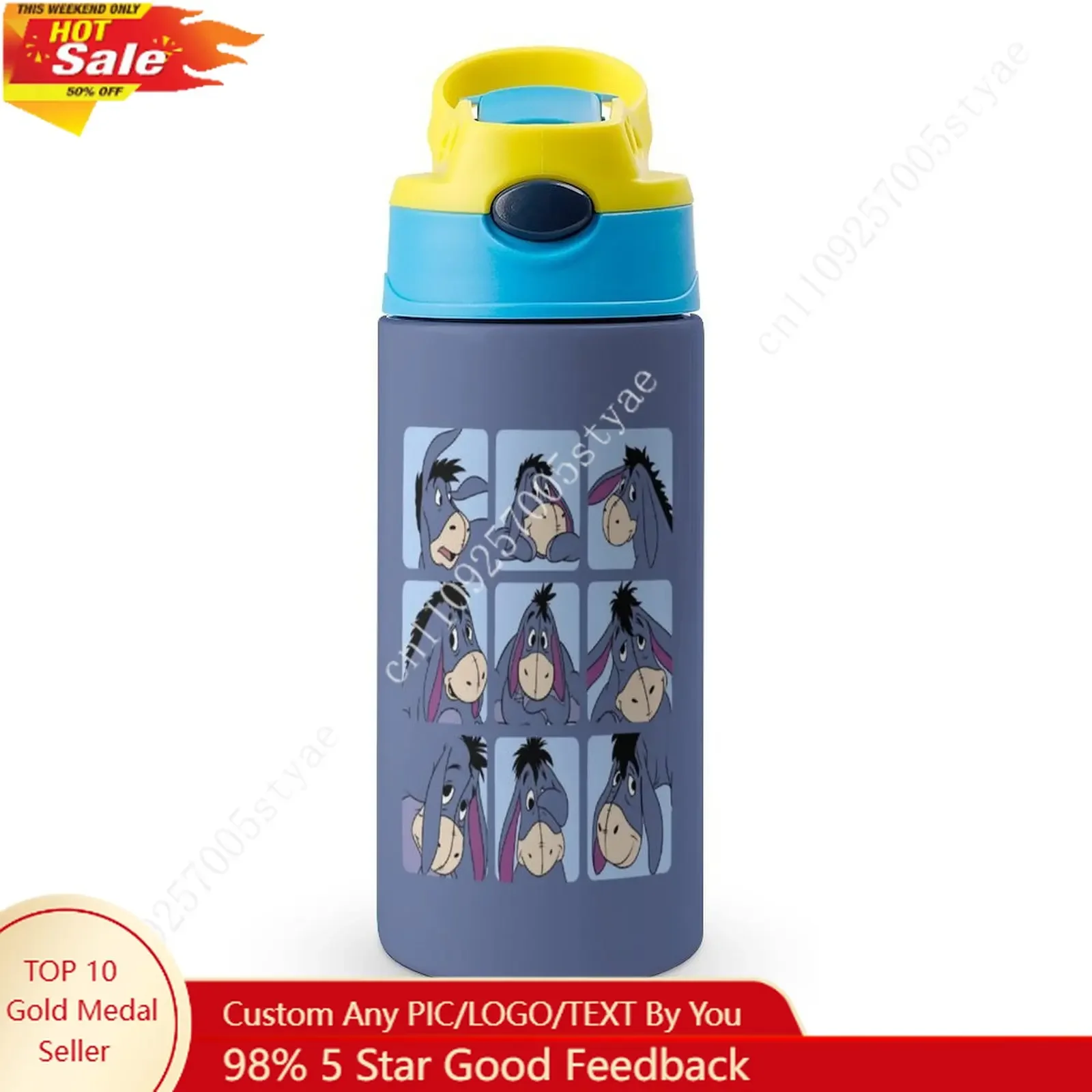 

Eeyore Insulated Bottle Disney Cartoon Custom Your Photo Logo Text DIY Design Birthday Holiday Gift Thermos Bottle