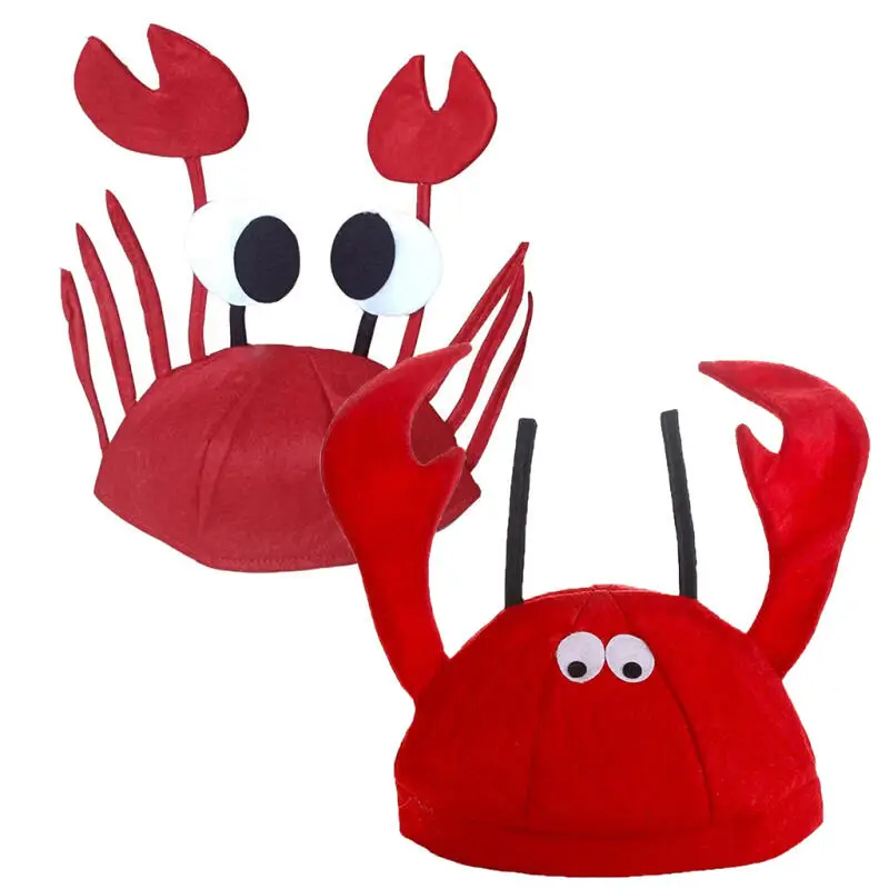 Novelty Funny Red Crab Hat With Claws And Eyes For Unisex Halloween Animal Party Lobster Crab Cap Decor Photo Prop Accessory