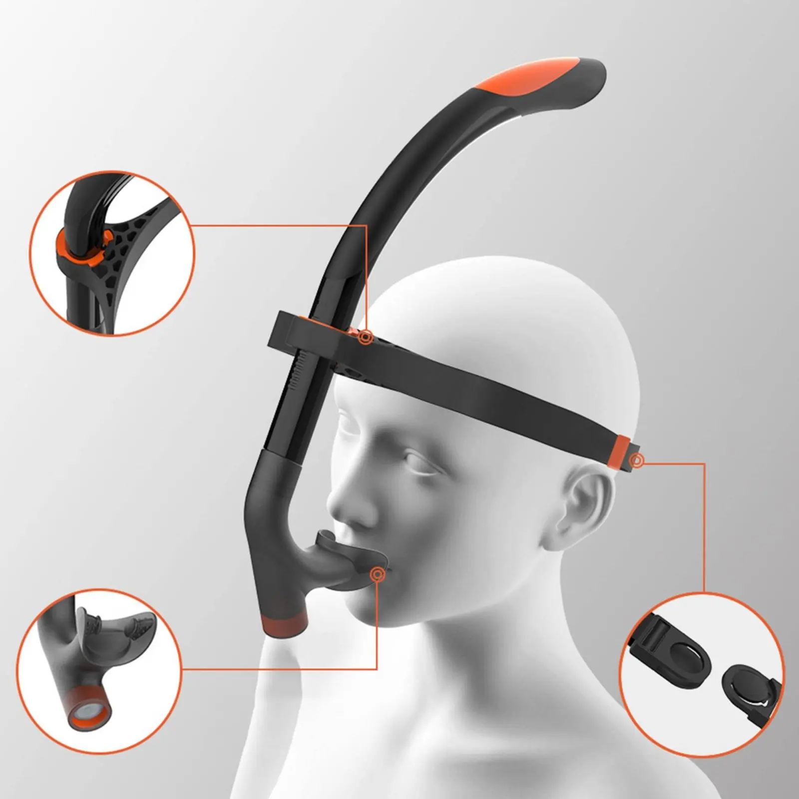 Aquatic Training Breathing Tube Silicone Mouthpiece Front Aquatic Breathing Tube Breathing Tube Single-Way Purge Purge Mechanism