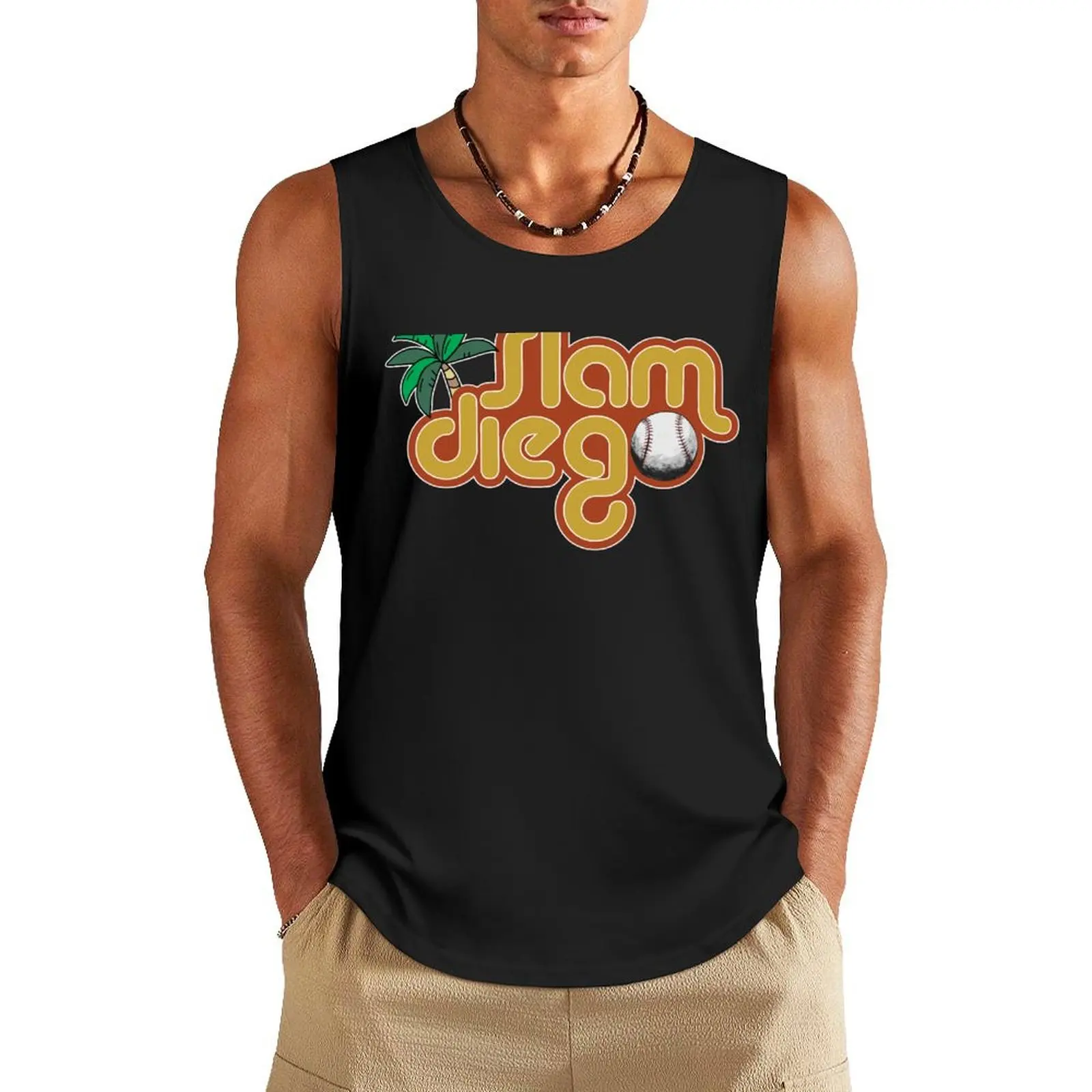 

Slam Diego Sunset Palm Tree San Diego Baseball Grand Slam Tank Top bodybuilding t-shirt anime Man summer clothes