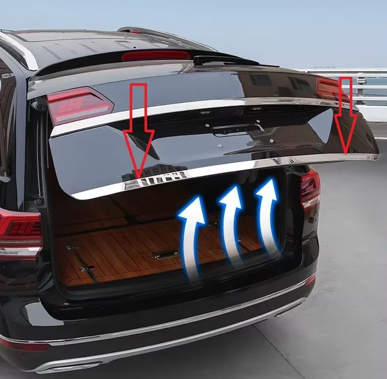 ديكورات شريط غطاء صندوق الباب الخلفي من الفولاذ المقاوم للصدأ ، ملحق صب السيارة لفولكس فاجن تيرامونت Atlas-our ، غطاء البوابة الخلفية