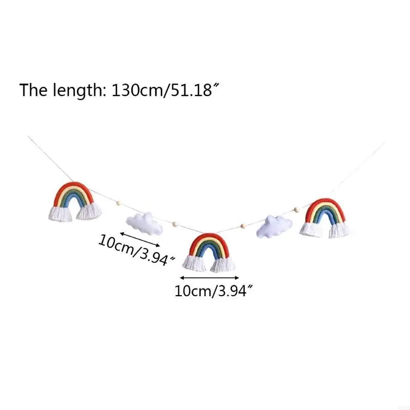 أكاليل شرابات قوس قزح مع لافتات أكاليل شرابات سحابية لحفلات أعياد الميلاد P31B #6