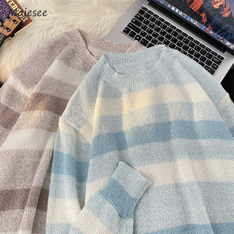 

Striped Sweaters Men Simple Classic Korean Style Soft Daily Casual Autumn Teens Knitted Clothes College Popular Hot Sales Newest