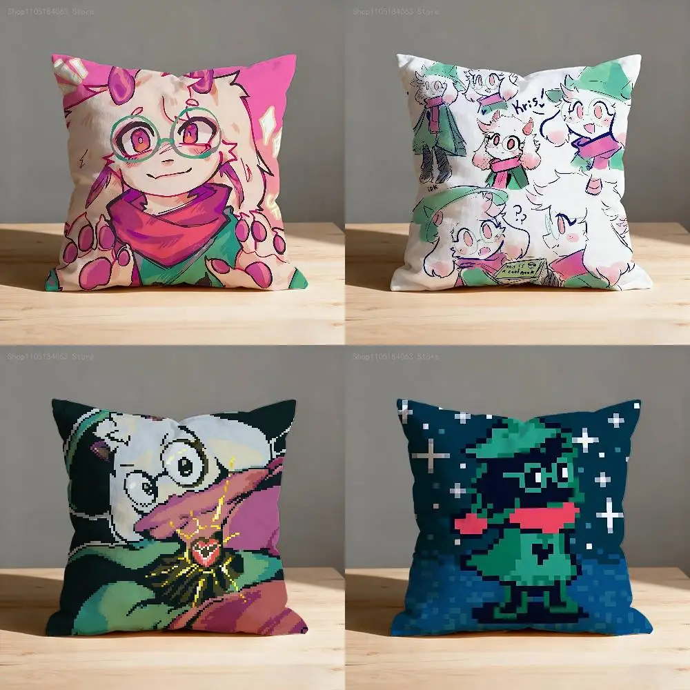 

D-Deltarune Ralsei Pillow Case For Sofa Decor Car Office Room Printing Cushion Cover Decorations and Protector