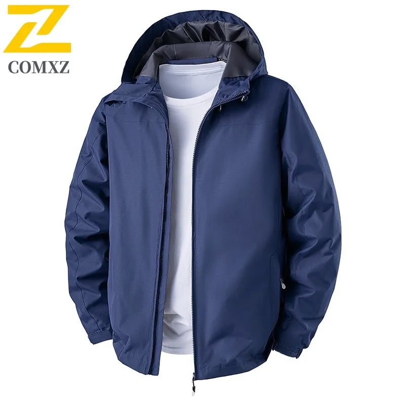

COMXZ Casual Jacket Men 2025 Outdoor Hooded Camping Windproof Workwear Style Coat Trendy Autumn Windproof Windproof Coats