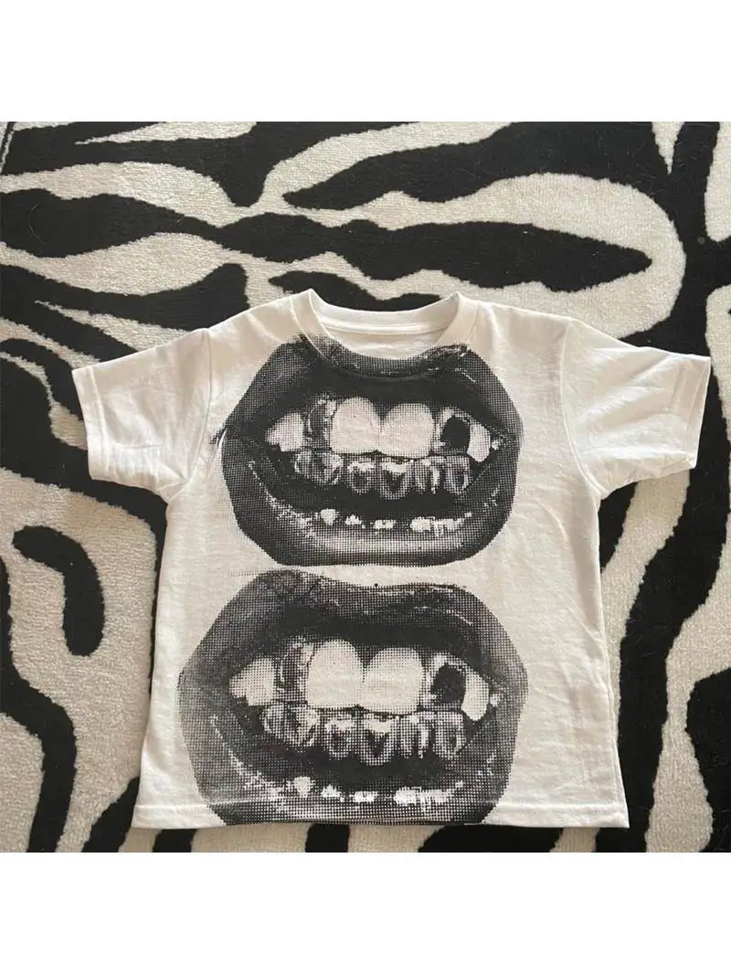 

Готический панк Y2K Baby ort Sve Топ Уличная футболка Женские прямые брюки с восемнадцатью Повседневная осенне-зимняя мода