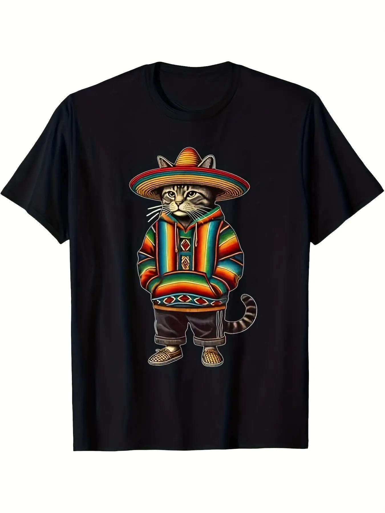Herren 3D-T-Shirt mit Niedlichem Katzenmotiv, Kurzarm, Rundhalsausschnitt, Sommer-Neuheit, Streetwear, Alltägliches Casual-Oberteil, Herrenbekleidung – Detail 3