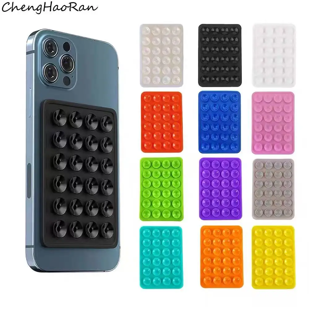 Silicone Suction Phone Holder Mat - Multifunctional Anti-Slip Wall Stand & Back Sticker, Square Single-Sided for Smartphones