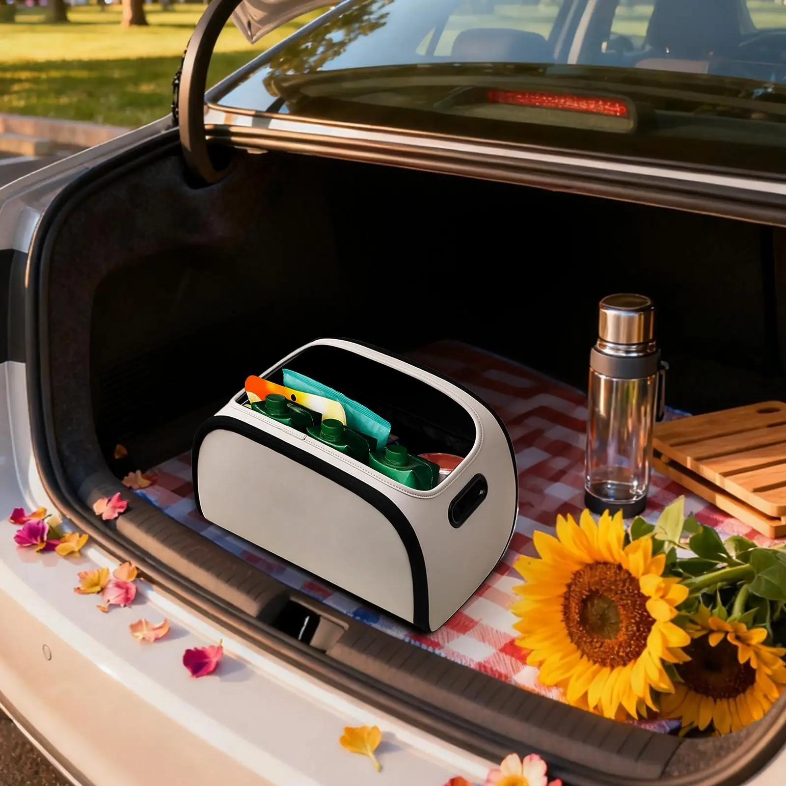 

Органайзер в багажник для внедорожника, большая вместимость, встроенный карманный автомобильный органайзер, ящик для хранения багажника для грузовика, внедорожника, автоседана, салона