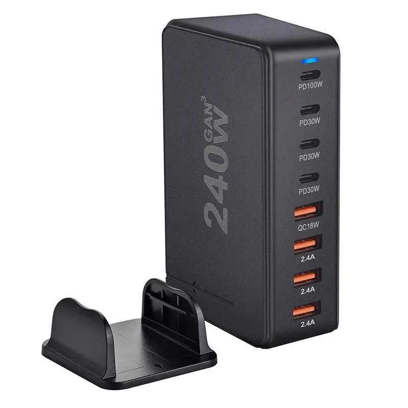 240W stojąca stacja ładowania 4 rodzaj USB C rodzaj USB ładowarkę 8 portów dla tabletu z szybkim ładowarka do laptopa iPhone15 PD