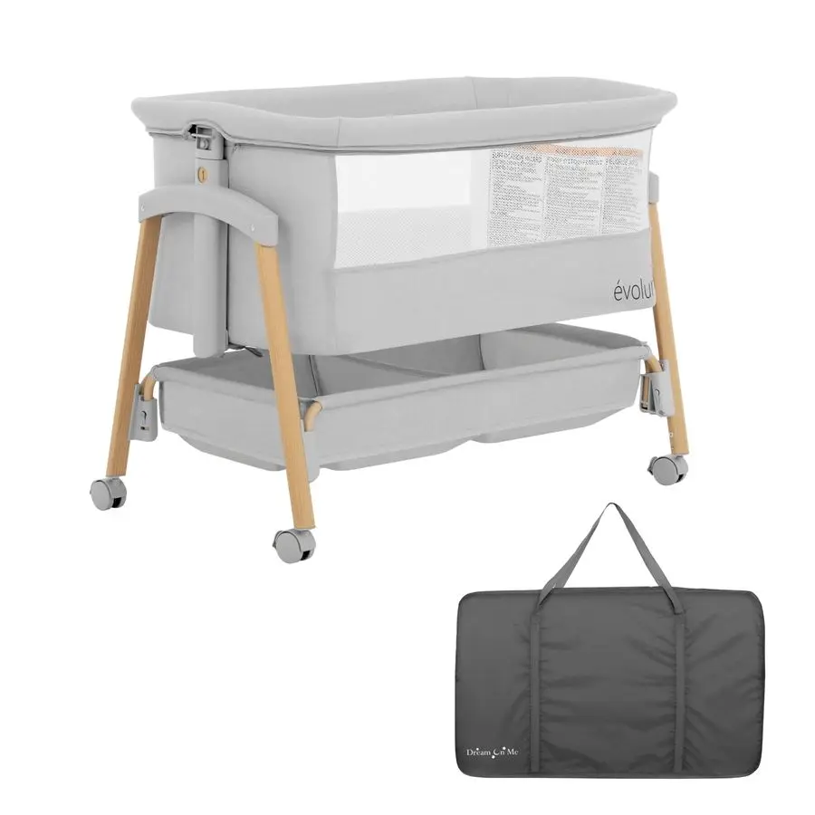 

Lullaby Portable Bassinet with Wheels, Adjustable Bedside Sleeper, Breathable Mesh Sides, Large Storage Basket, Easy Fold, and T