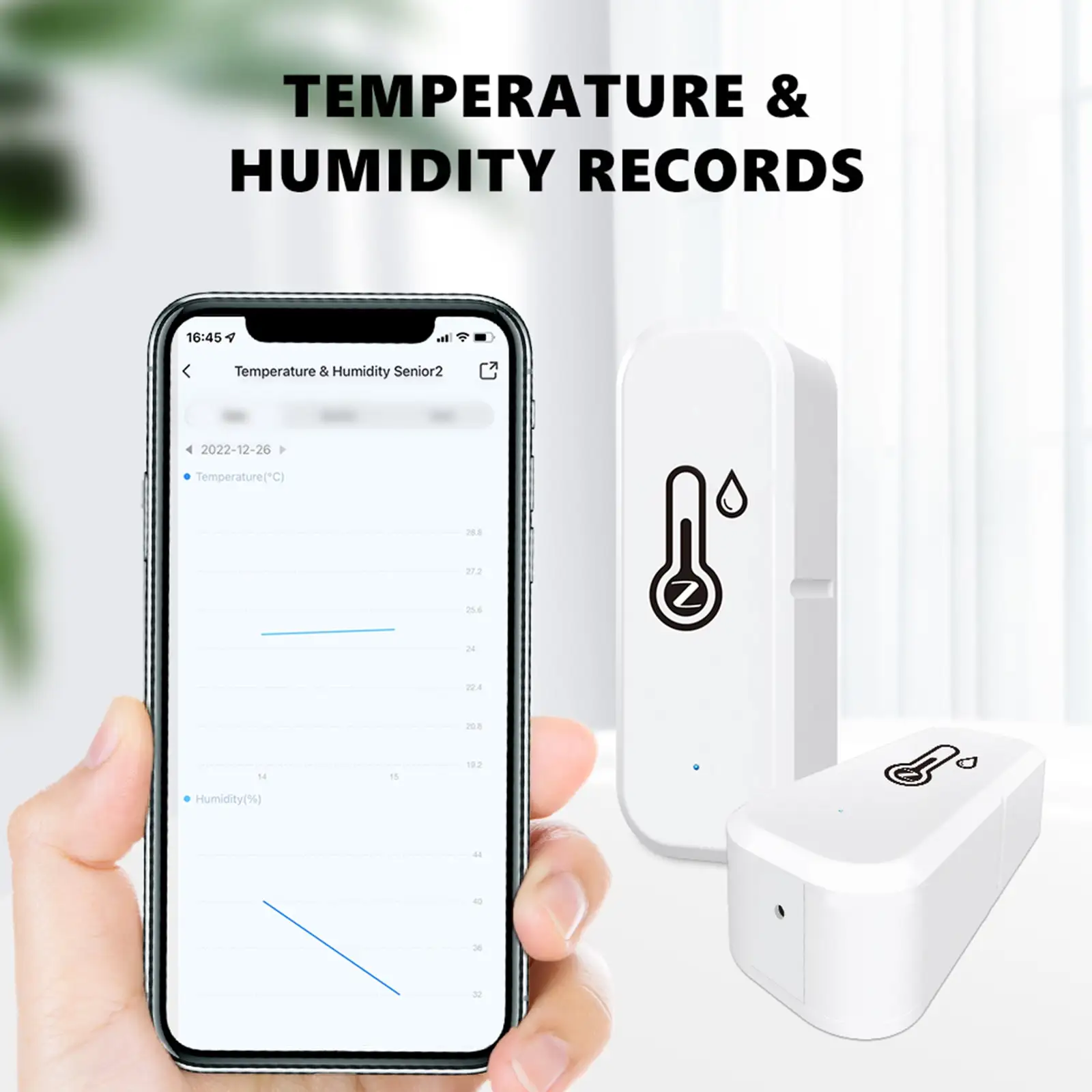 Practical Thermohygrometer Temperature Sensor Indoor Small With Instructions +1C +5% RH Measure Accuracy APP Notification Push