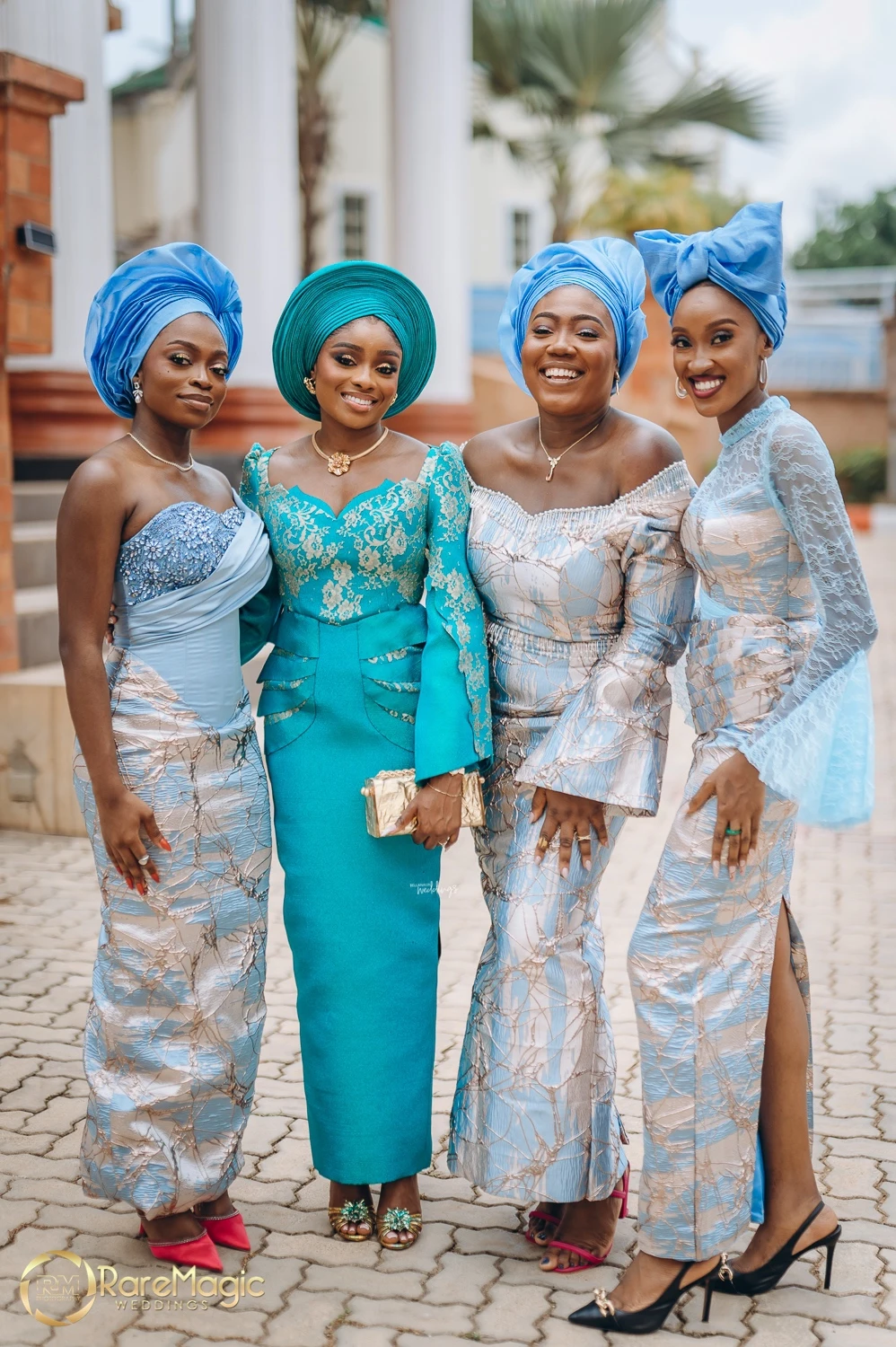 Traditional African Bridal Dresses Plus Size Blue Lace Wedding Reception Dress Long Sleeves Tiered Aso Ebi Formal Occasion Dress