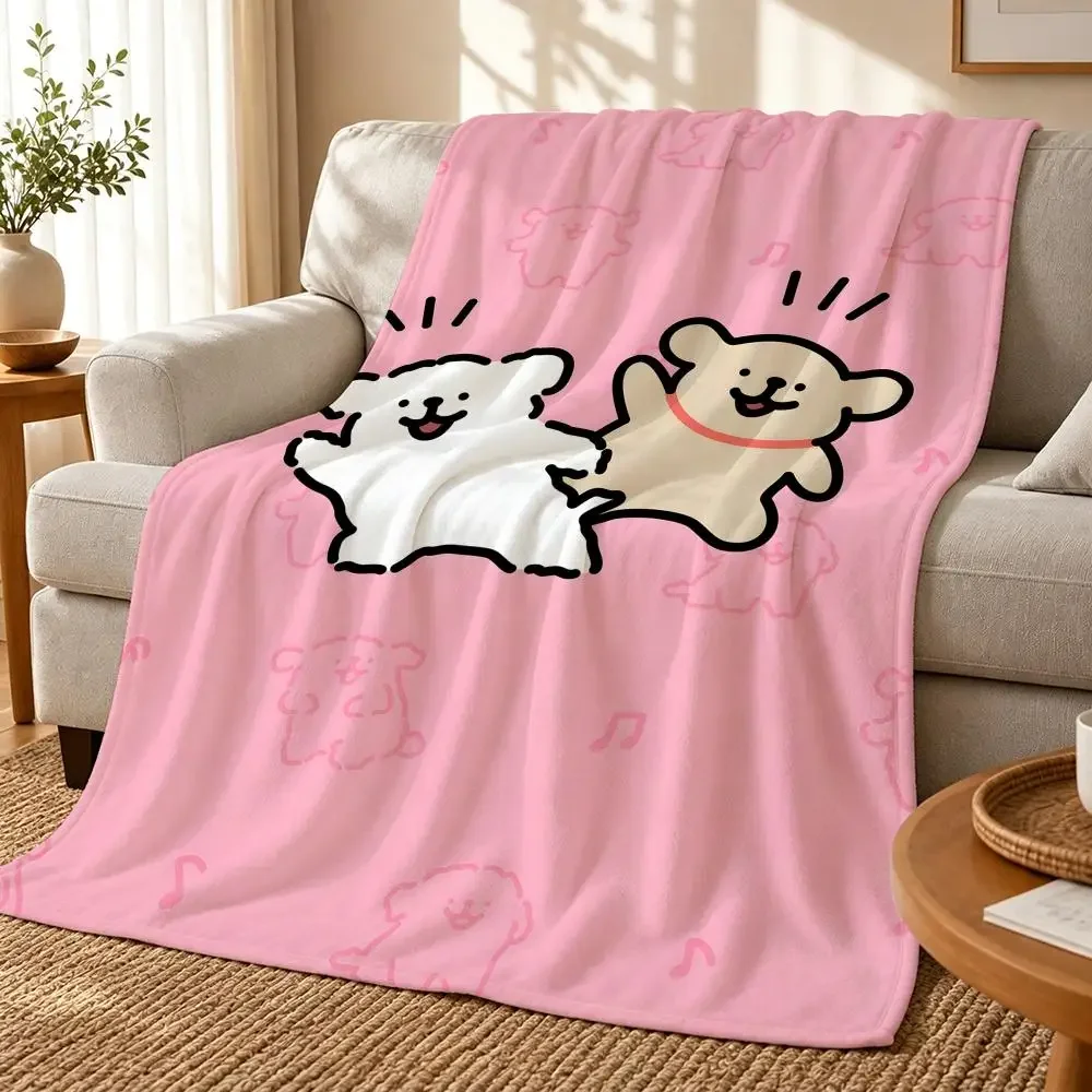 Line Dog Maltese Golden Retriever Throw 240g flannel blanket, suitable for sofas, beds, offices, exquisite gift blankets