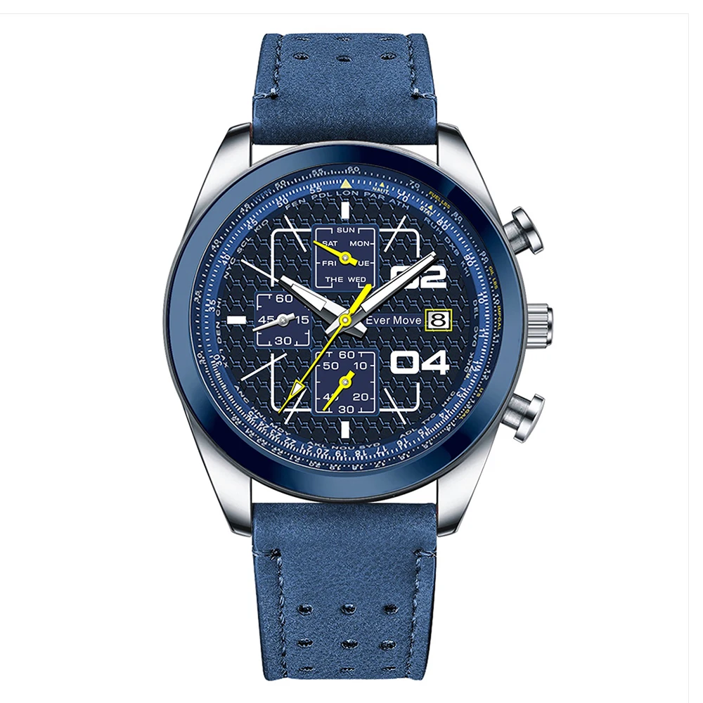 Every Move brand genuine leather leisure sports rectangular calendar quartz watch manufacturer wholesale cross-border e-commerce