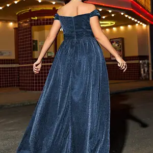 فستان سهرة Mgiacy-High Slit ، حجم كبير ، أكمام قصيرة ، خط رقبة على شكل حرف A ، قماش رائع ، فستان حفلة موسيقية ، فستان وصيفة الشرف 6 فساتين وصيفة الشرف الأكثر مبيعات بحجم كبير - No2