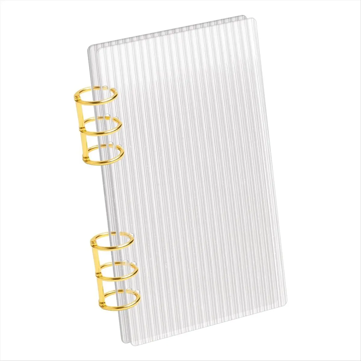 Suitable A6 Binder Clear Acrylic Binder 6-Ring Budget Binders Thick Stripe A6 Planner Binders with Gold Metal Round Ring