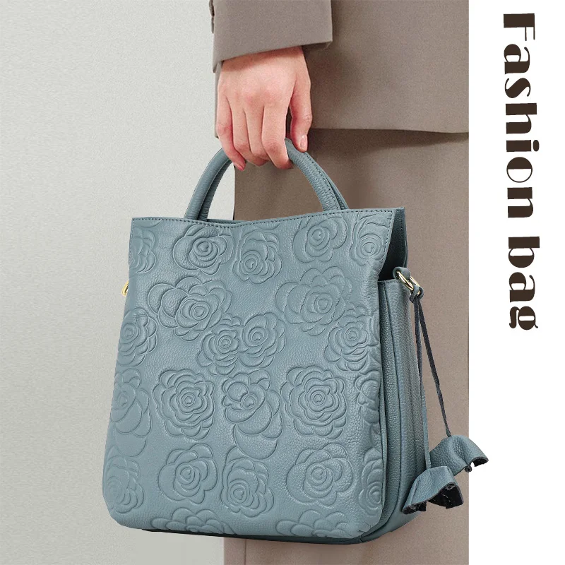 Aidrani 2024 borsa in vera pelle moda donna nuovo modello, borsa di lusso in pelle bovina con motivo floreale di grande capacità