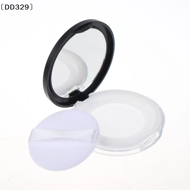 1Pcs 3g Travel Makeup Jar Sifter Container Portable Ultra-thin Black Plastic Powder Box With Mirror And Powder Puff〔DD329〕