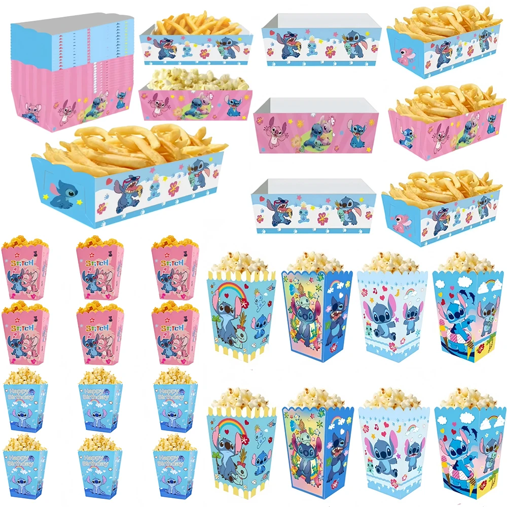 

Stitch Party Decorations Bule Popcorn Boxes French fries boxes For Kids Birthday Party Boys Girls Party Supplies Party Favors