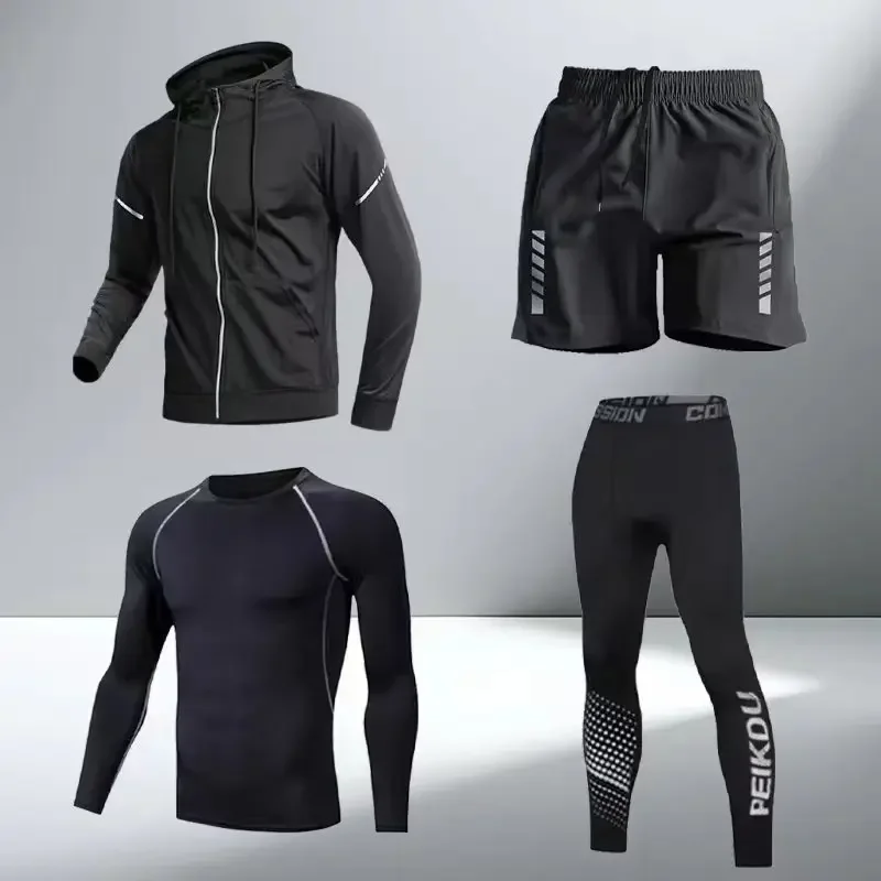 Men's Athletic Set | Compression Sportswear | Moisture Control Flexible | Bodybuilding Workout Running