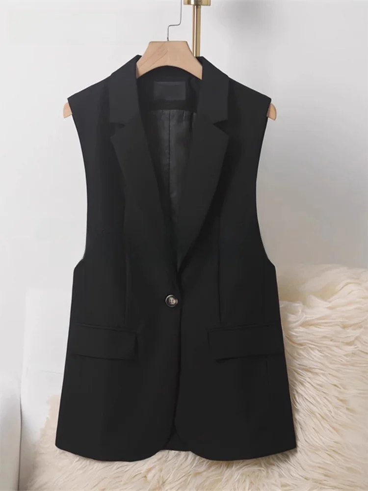 

La Chapelle Women's Faionable Svel Suit Vest 2025 New Sle Commute Sle Pure Color Button Closure ort Outerwear