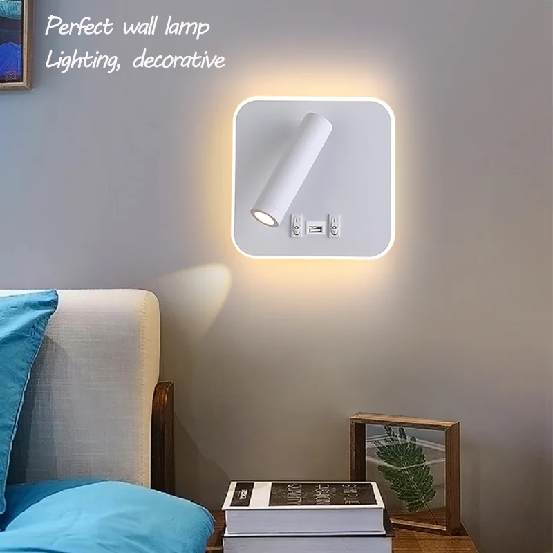 Draaibare Wandlamp Hotel Slaapkamer Bed Studie Lezen Schans Lampen Usb Opladen Nachtlampje Woonkamer Gang Gang Decor