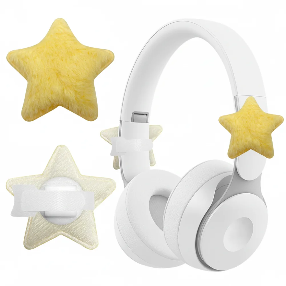 2 Pack Stars Shape Headphone Decorations Adjustable Detachable Headset Attachment Easy To Install Gift Headphone Accessories