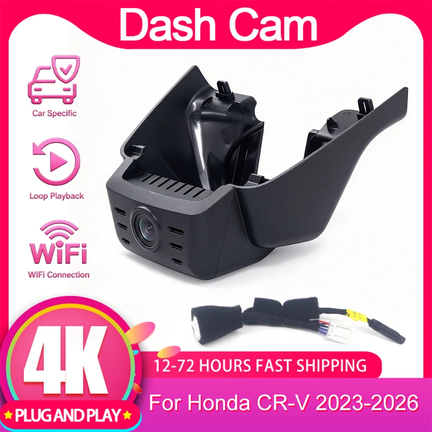 New! 4K Dash Cam for Honda CR-V CRV Hybrid 6th Gen 2023-2026, Original Style DVR Camera with Night Vision, Loop Recording