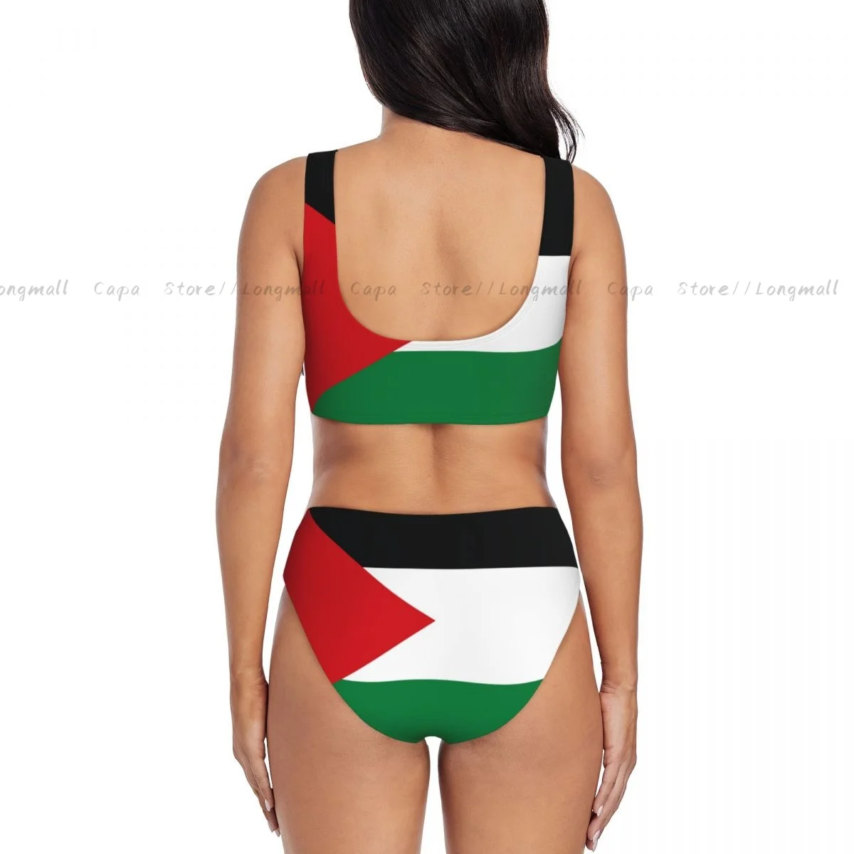 Summer Women V Neck Bikini Set Palastaine Flag Swimwear Female 2 Piece Beach Swimsuit Bathing Suit