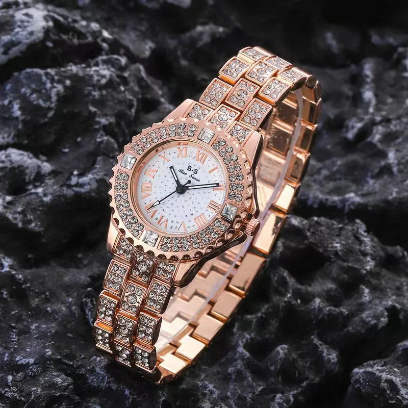 

Fashion Ladies Watches Top Brand Luxury Gold Full Diamond Watch For Women Gift Quartz Wristwatches Rhinestone Silver