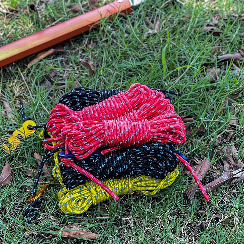 (4 مللي متر × 4 متر) DIY خيمة الرياح حبل إصلاح إصلاح سلسلة خيمة ليلة عاكسة سحب حبل