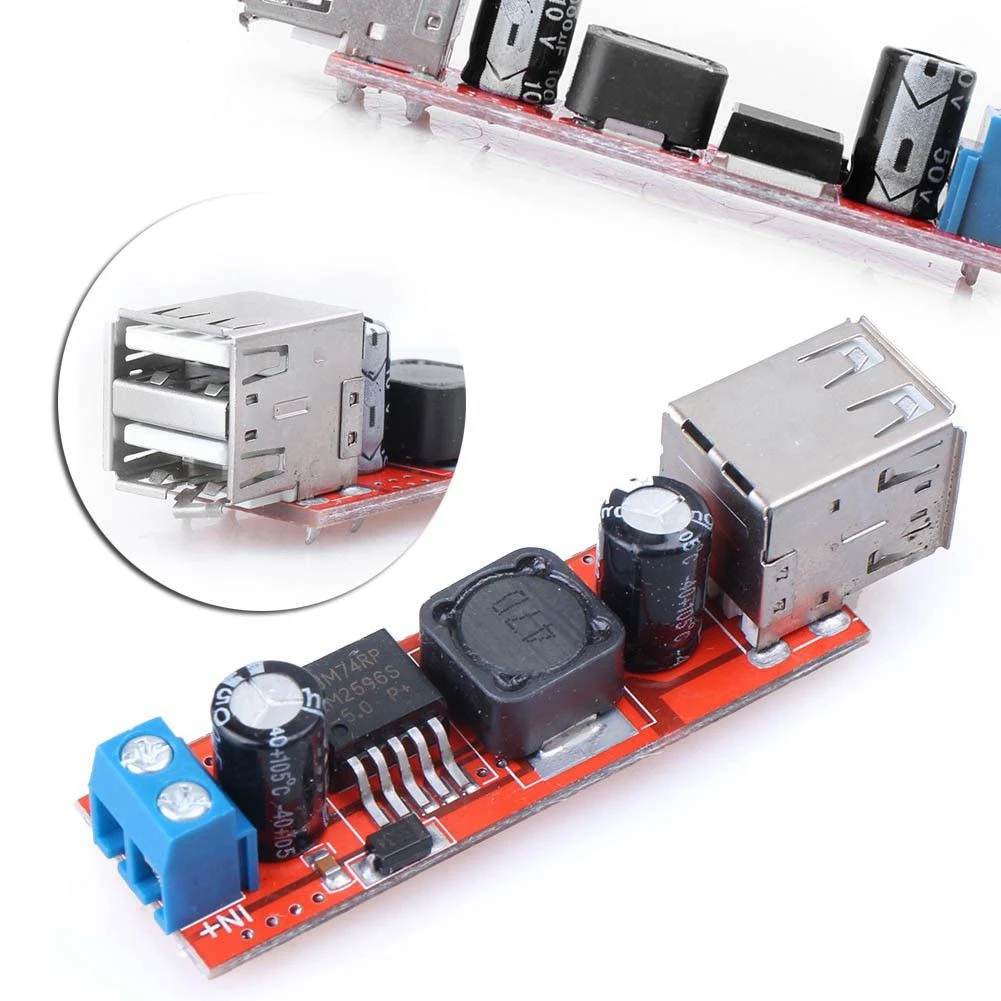 Dual USB 9V/12V/24V/36V to 5V Converter DC-DC 3A Step Down Power Module