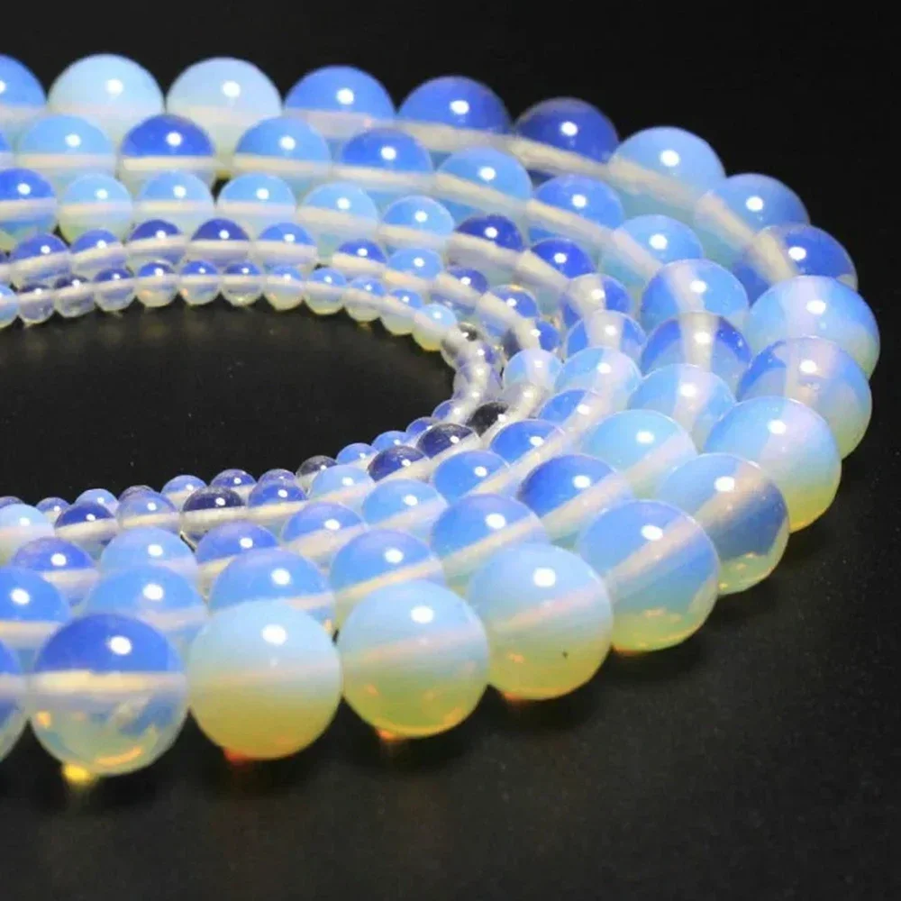 wholesale DIY Round Opal Natural Stone Beads For Jewelry Making DIY Necklace Bracelet  Material 4 6 8 10 12 mm Strand 15''