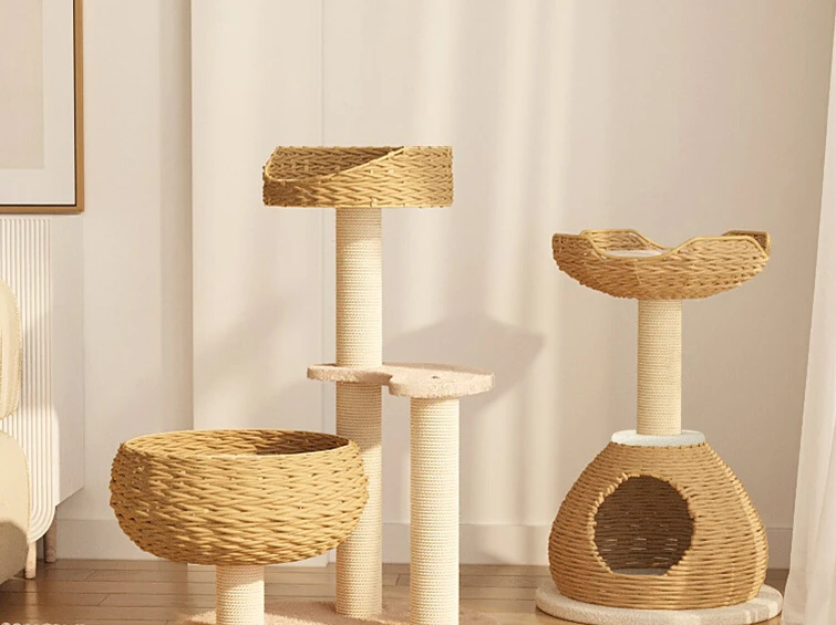 

Rattan cat climbing frame with nest small cat toy all-season universal cat grabbing frame does not occupy a cat nest kitten