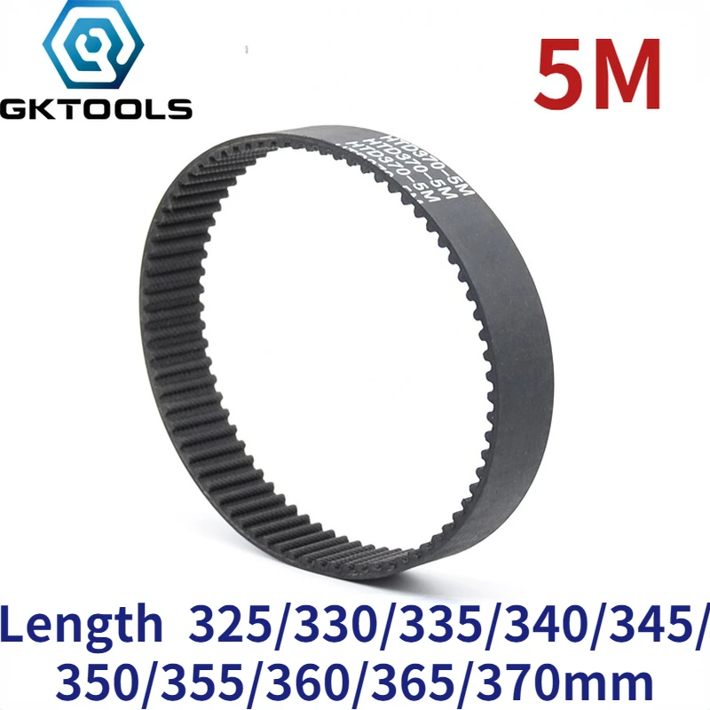 GKTOOLS 5M Width 10/15/20/25/30mm Closed Loop Rubber Timing Belt Length 325/330/335/340/345/350/355/360/365/370mm 