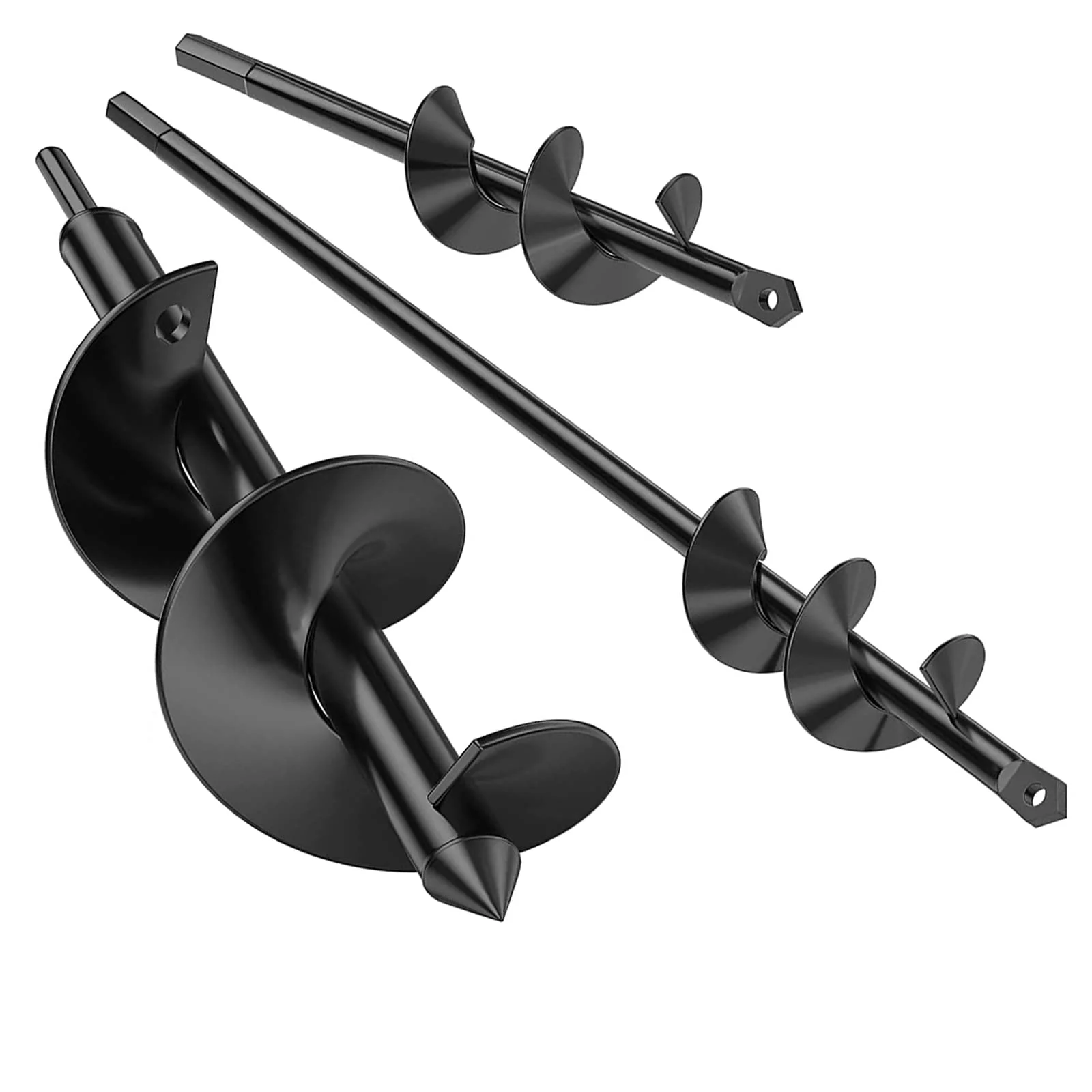 3-Pack Garden Drill Bits Earth Auger Spiral Cordless Hand Drills Tool Set 8cmx30cm + 4cmx22cm + 4cmx45cm for Outdoor Gardening