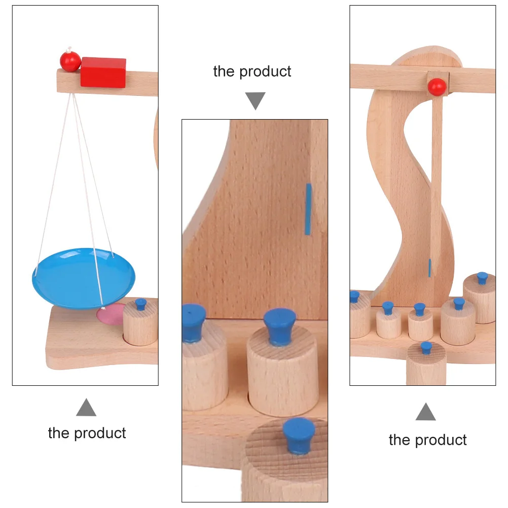 

1 Set Kids Wooden Scale Teaching Tool Educational Balance Game Toddler Weight Learning Scales Smooth Bright