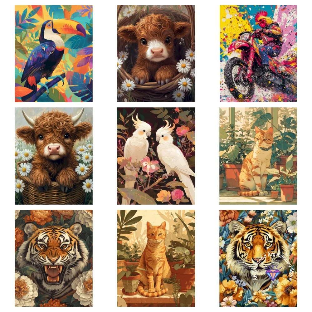 

Tiger Chicken Wildlife AB Diamond Painting Kit Square Round Diamond 5D DIY Mosaic Handmade Art Adult Exquisite Gift Home Decor