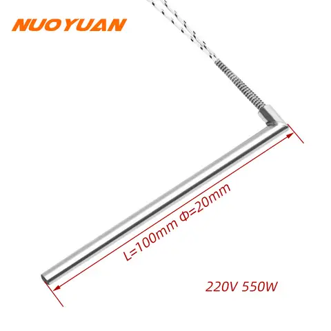 전기 관형 히터, 직각 L 모양 카트리지 히터, 20mm 튜브 직경, 220V 가열 요소, 550W, 1000W