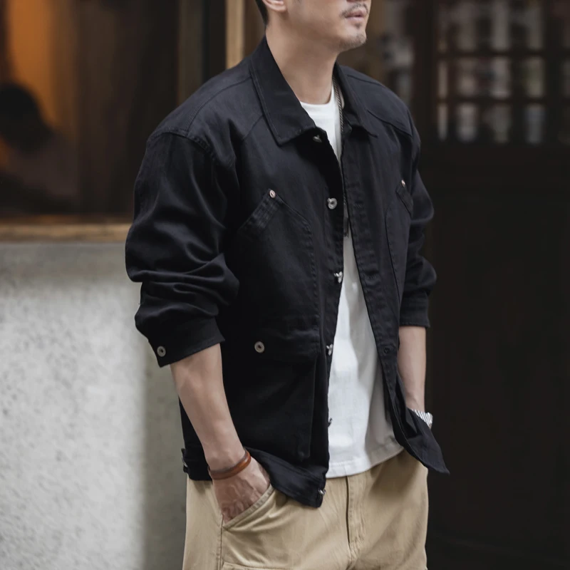 الأمريكية الرجعية منتصف الوزن الصيد سترة قطن الرجال فضفاضة كبيرة الحجم عادية الرجل الصلب عمال معطف الخريف نمط جديد #6