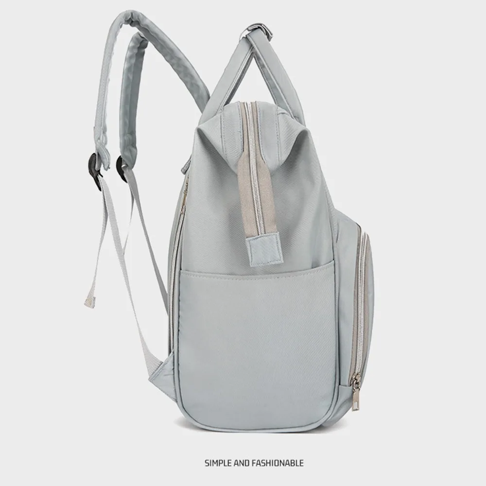 Mochila multifuncional para mamãe, tecido oxford, cor sólida, bolsa de fraldas para bebês, grande capacidade, resistente ao desgaste, bolsa de ombro para mamãe
