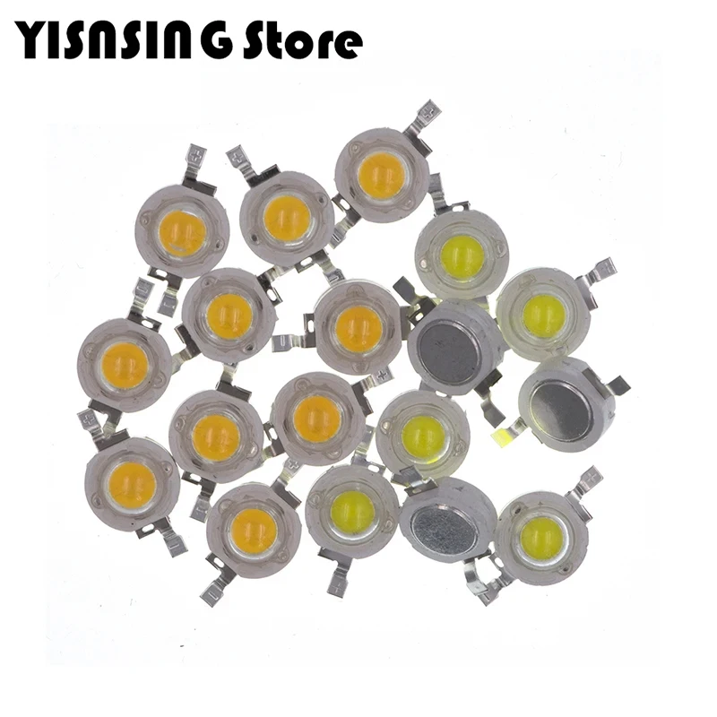 10pcs 1W LED High power Lamp beads Pure White/Warm White 300mA 3.2-3.4V 100-120LM 30mil Chip