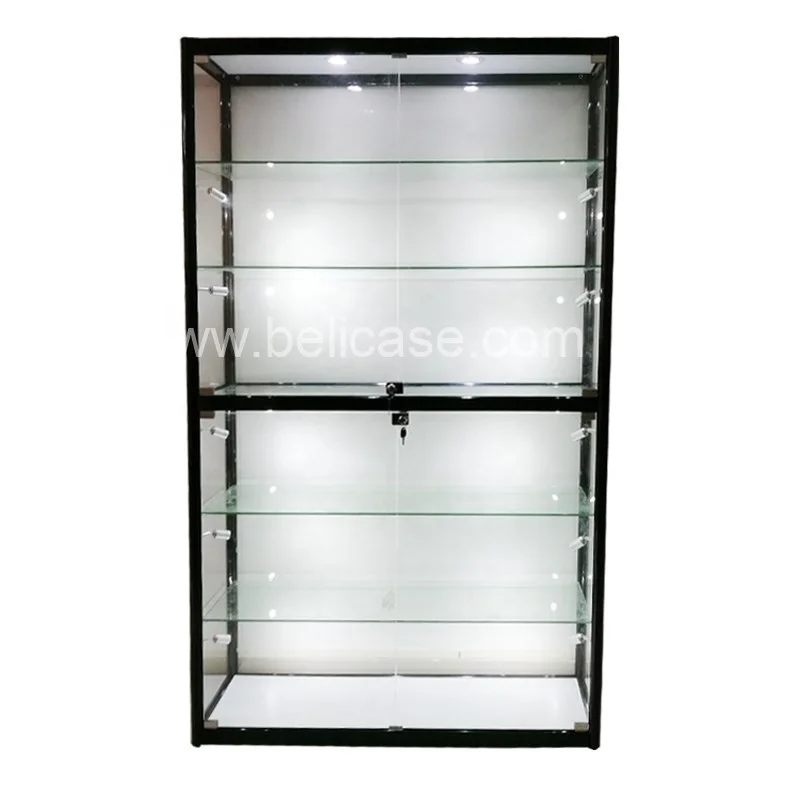 Lojas de varejo Prateleiras e Armários, Vitrines de exibição baratas, LED Light Glass Showcase, Personalizado