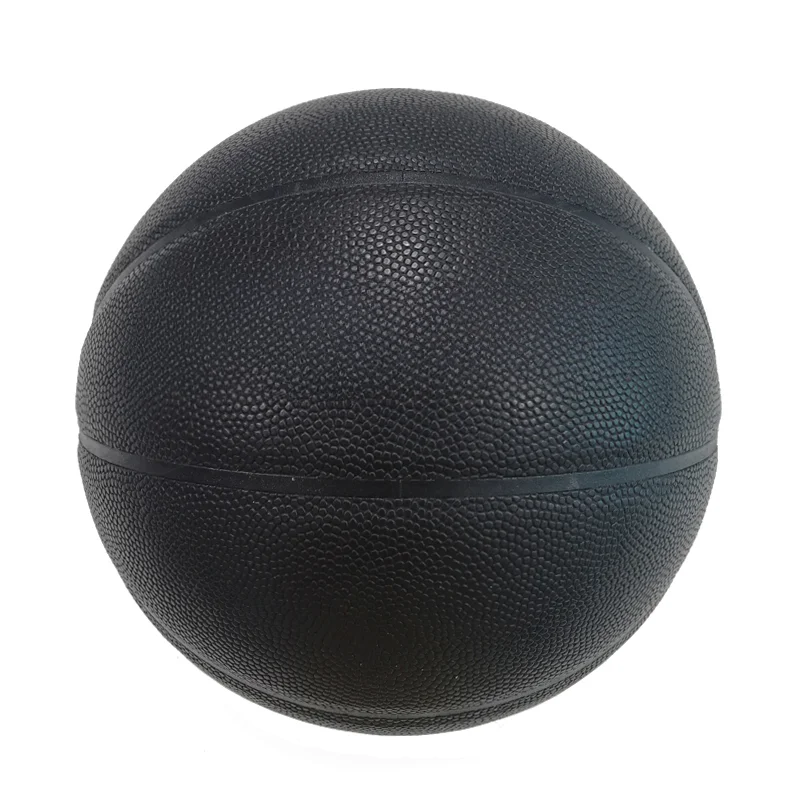 

Custom iridescent logo size 29.5 black composite leather basketball for indoor and outdoor play