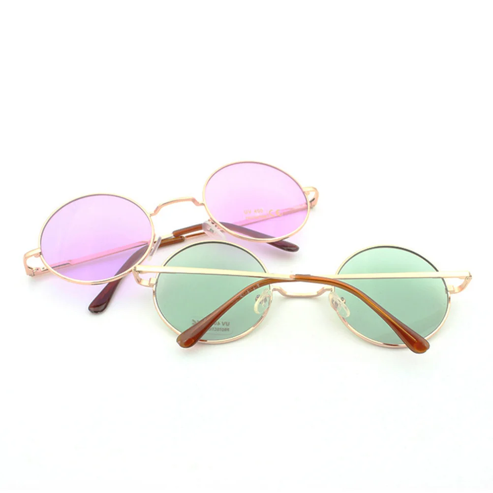 

Round Sunglasses Colored Oversized Retro Uv400 Protection Lightweight Circle Glasses For Men Women Gold Frame Purple Lens