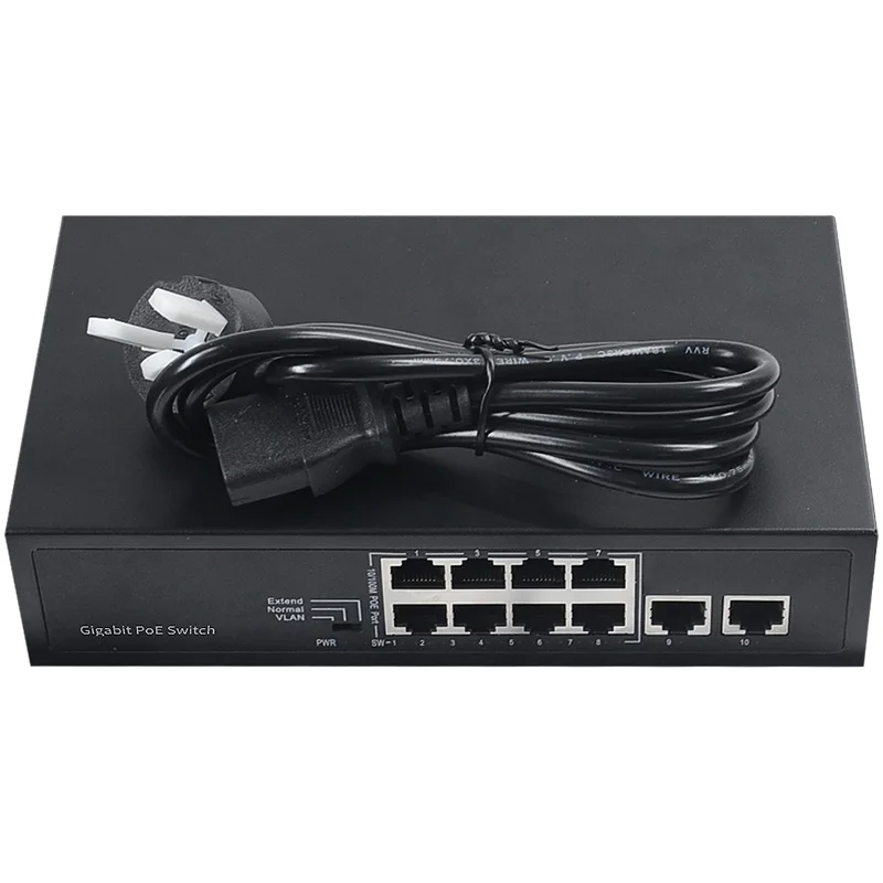 Conmutador de red Gigabit POE de 10 puertos, suministro de 48V, conmutador Ethernet, 10*10/100/1000Mbps, puerto RJ45, 1000M, 802.11af/at SG181P