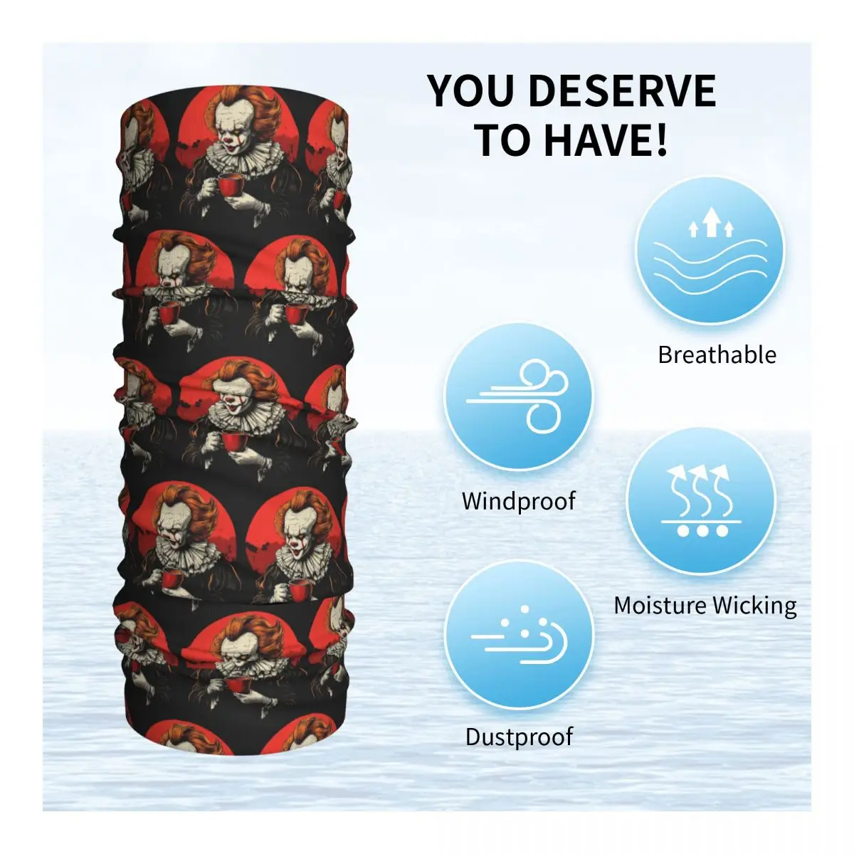 Horror Movie Chucky Pennywise Halloween Saw Character Bandana Neck Cover Printed Wrap Mask Scarf Warm Headband Running view 3