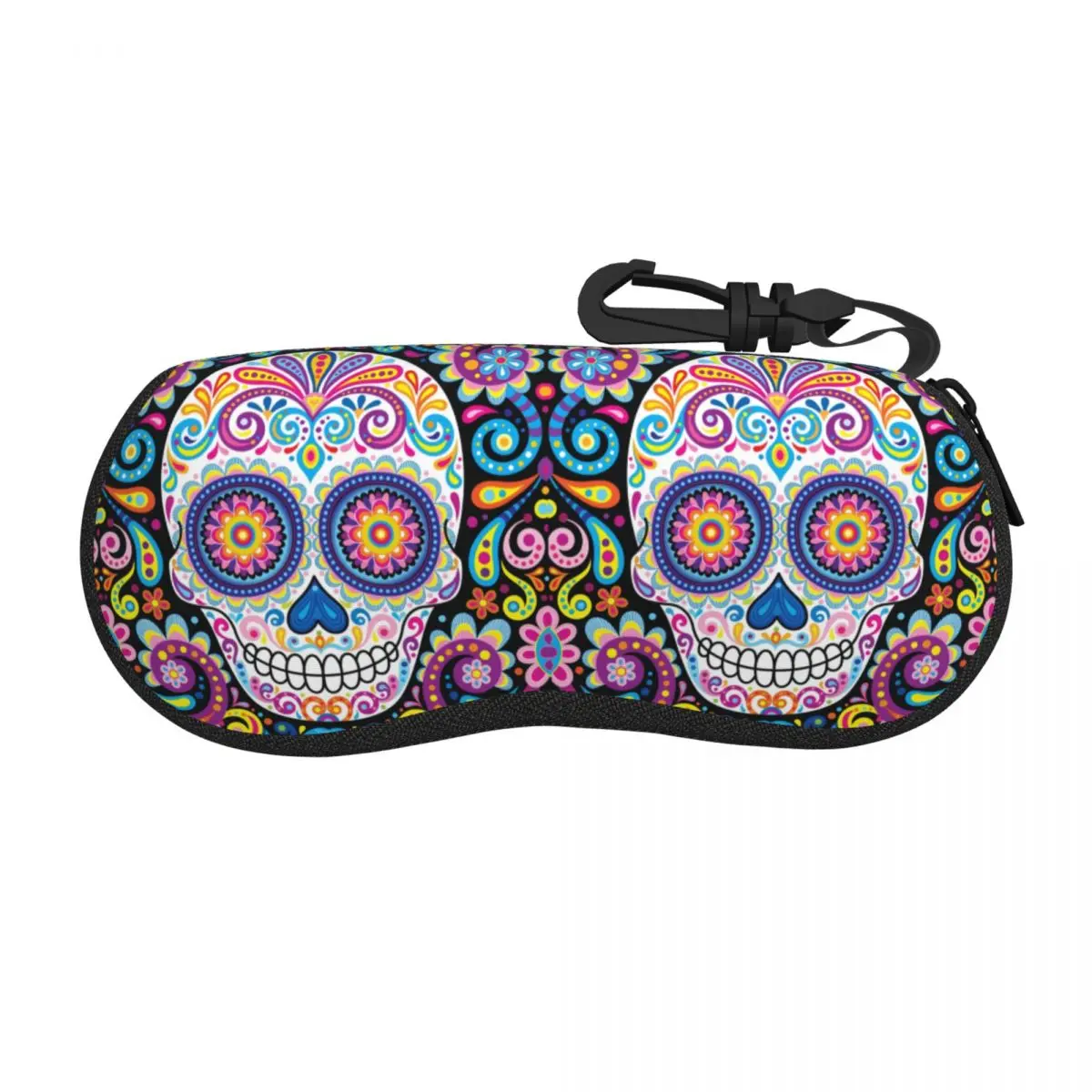 Custom Mexican Sugar Skull Art Glasses Case Stylish Day of the Dead Gothic Shell Eyeglasses Case Sunglasses Box