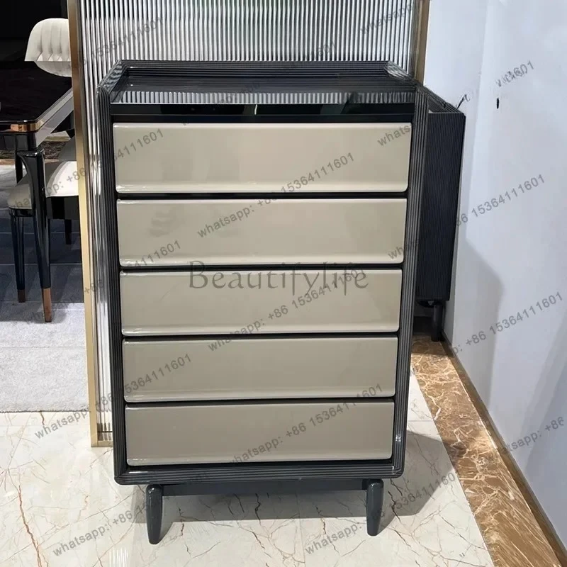

LX Italian light luxury solid wood chest of drawers modern simple bedroom locker villa luxury storage cabinet furnitureSSS